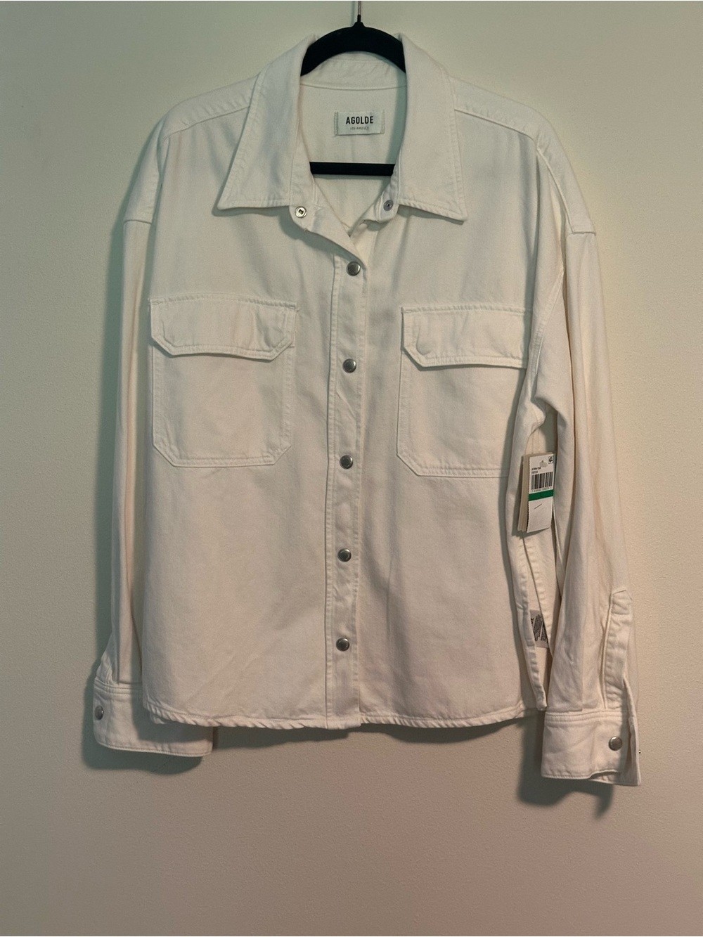 NWT AGOLDE Gwen Slice Organic Denim Shirt Jacket Fortune Cookie Size Large